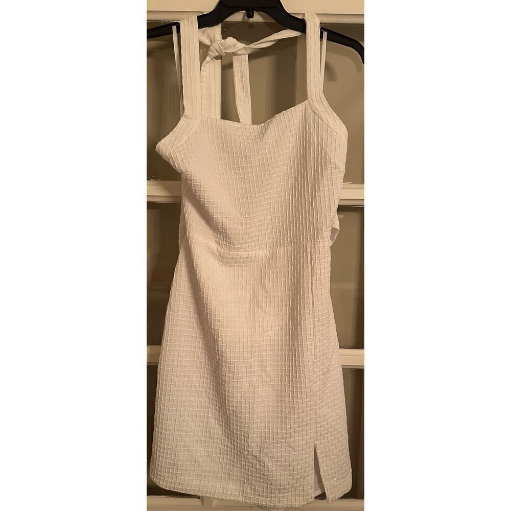 BCBGENERATION Skater Dress Womens 8 White halter, cotton dress mini